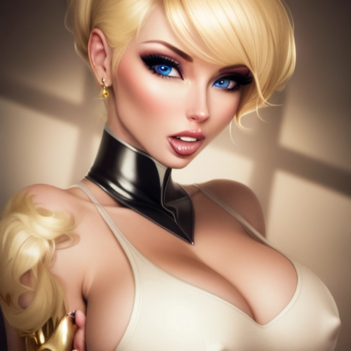 A beautiful blonde on her knees giving a blowjob