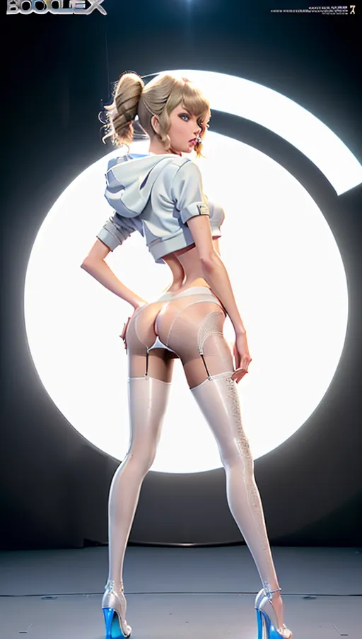 ((full-length realistic photograph from below)) Insanely detailed and intricate
((((front view)))) digital photo of
leggy, anorexic, ((very skinny)) ((flat-chested))((long slender legs))blonde hair with bangs ((year 2014)) (((extremely detailed face
taylor swift))) looking into camera
(((wearing midriff hoody and transparent white pantyhose and stripper platform heels)))(pantsu)
(((bottomless)))
on the street digital photo of, anorexic skinny taylor swift,long skinny legs,full body with legs pose,(((booty and stripper heels magazine cover))),five fingers per hand,medium hair,charming face,beautiful lips,black eyes,curved eyebrows,curved eyelid,textured skin,joyful,unreal engine,editorial,cinematic lighting,8k,professional