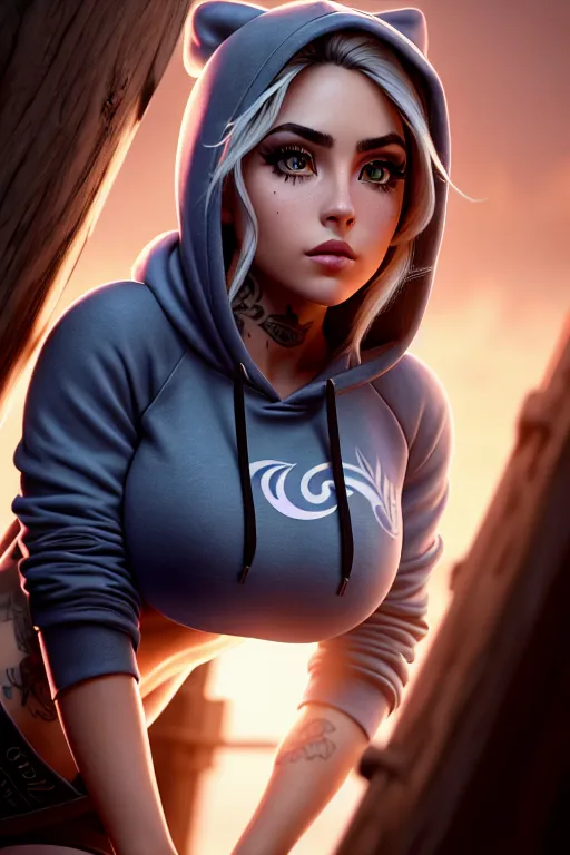 a color pencil draw of,a argentina girl,wearing hoodie,shooting from a high point,natural breasts,five fingers per hand,fishtail hair,gorgeous face,beautiful lips,detailed large eyes,curved eyebrows,curved eyelid,cosy,tattoo,cinematic lighting,ultra realistic,smooth,unreal engine,8k