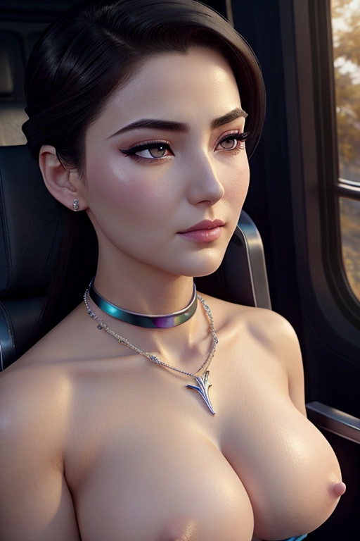 a digital art of,elsa,wearing priest clothes,kneeing,in the bus,big breasts,five fingers per hand,undercut hair,beautiful face,beautiful lips,black eyes,curved eyebrows,curved eyelid,smooth skin,wearing necklace,sharp focus,cgsociety,professional,surreal,highly detailed