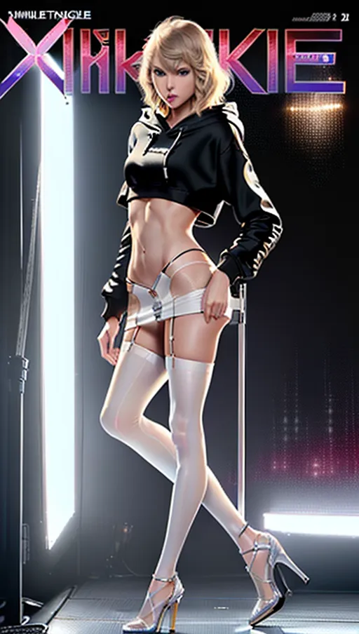 ((full-length realistic photograph from below)) Insanely detailed and intricate
((((front view)))) digital photo of
leggy, anorexic, ((very skinny)) ((flat-chested))((long slender legs))blonde hair with bangs ((year 2014)) (((extremely detailed face
taylor swift))) looking into camera
(((wearing midriff hoody and transparent white pantyhose and stripper platform heels)))(pantsu)
(((bottomless)))
on the street digital photo of, anorexic skinny taylor swift,long skinny legs,full body with legs pose,(((petite kinny body and stripper heels magazine cover))),five fingers per hand,medium hair,charming face,beautiful lips,black eyes,curved eyebrows,curved eyelid,textured skin,joyful,unreal engine,editorial,cinematic lighting,8k,professional