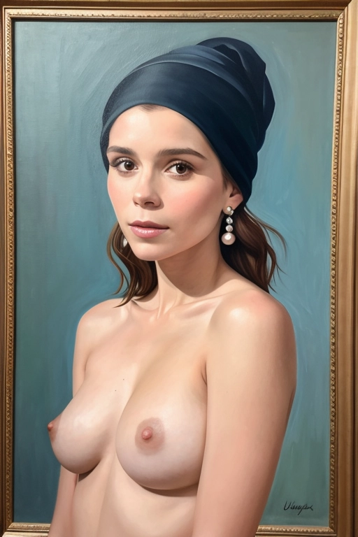 (skinny naked Kate Mara 22 years:1), rendered as a painting,
(accurate face, perfect face,detailed face, beautiful nipples:1.2),
depicted as a nude Girl With a Pearl Earring
deviantart,
uncensored,
masterpiece
