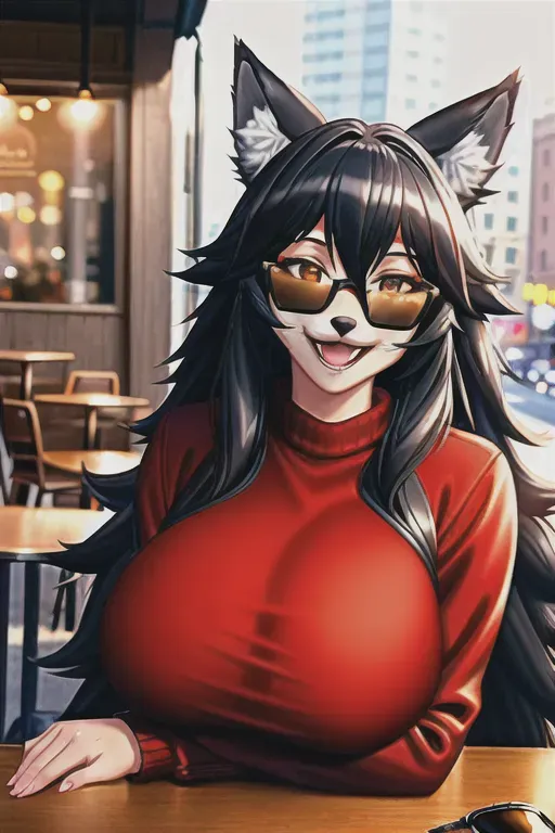 Furry, Anthro, big boobs, red eyes, HD phone wallpaper