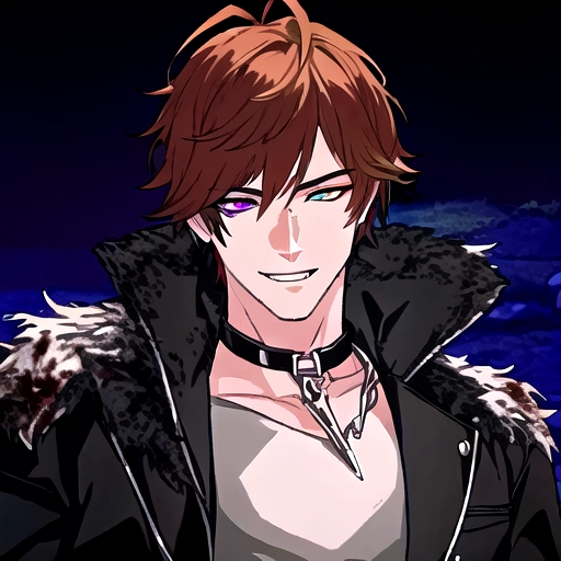 (masterpiece:1.2), (best quality), (ultra detailed), (8k, 4k, intricate),(highly detailed:1.2),(detailed face:1.2), (detailed background),detailed landscape, (dynamic pose:1.2), <lora:pixel_art:0.7>((pixelart)),solo male, hunter, pet chain collar spiked around neck, fluffy purple jacket, heterochromia, wolf animal eyes, plain white shirt, auburn antenna spikey hair disney prince messy medium antenna length light, male guardian of the earth , teen wolf, bloody, psycho look in eyes, grinning, smiling , blood , different color right eye, high school clothing, auburn hair, bright eyes , heterochromia, no facial hair, background paint spots creative ,masterpiece, digital art masterpiece , dexter serial killer