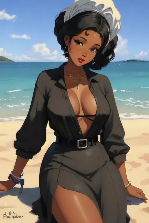 painted image, black woman from 1950s, perfect