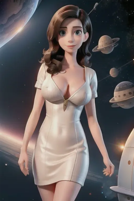 anne hathaway, large breasts, in space