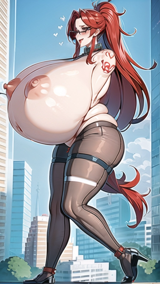 (UHD),(64K),Sexy red hair, 5 Women,nipple piercing, big nipple, gigantic boobs,((((( gigantic belly ))))), (Perfect skin belly ), woman ,nylon socks , tattoo, vore porn ,nude belly skin , fantasy gigantic belly, public,
city, <lora:dpmg_black_see_through:0.7>
