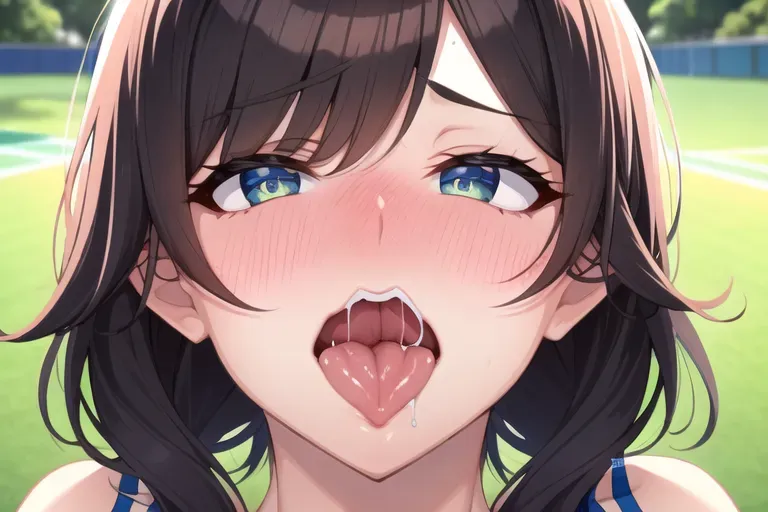best quality, 1girl, sport bra, Humongous breasts, thights, ahegao, nose blush, looking at viewer,
