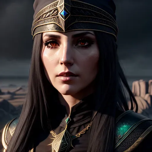 Sorceress, nature magic, black desolate background, ultra realistic, cinematic lighting, highly detailed face, 8k