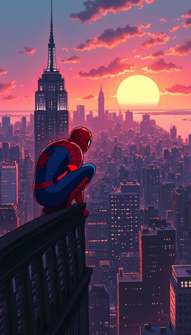 Vector art, uhd, 8k, 4k, epic, dramatic, marvel, spiderman, 4k quality, (Perfect hand:1.4), (masterpiece), (superhero), detailed, ghiblistyle, Perfect hand
Rendered in a style redolent of Impressionism, the painting utilizes a vibrant.
(Spiderman) crouched on the roof of the empire state building overlooking the new york city skyline. Facing away from viewer. From behind