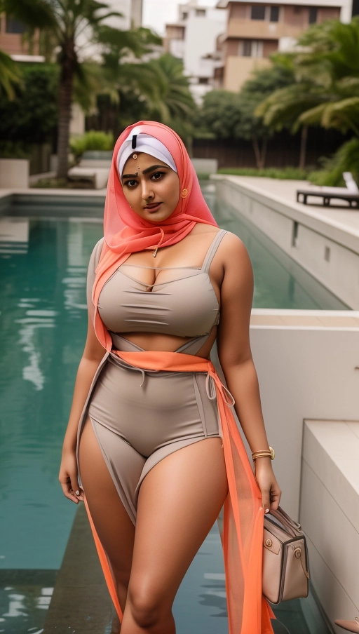 ((professional photograph of a 20 years old fit busty indian hijab girl with tanned skin and thick thighs wearing a hijab exposing deep cleavage and open chest and legs looking at the camera)),
cute face, cute eyes, realistic cute face, highly detailed cute face,
highly realistic cute face, reflective eyes, cute eyes,
(short hijab),
(deep cleavage),
(sexy colorful cloths),