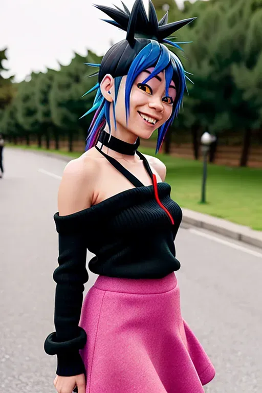 Dopamine Girl - (Noodles from Gorillaz), vibrant colors, masterpiece ...