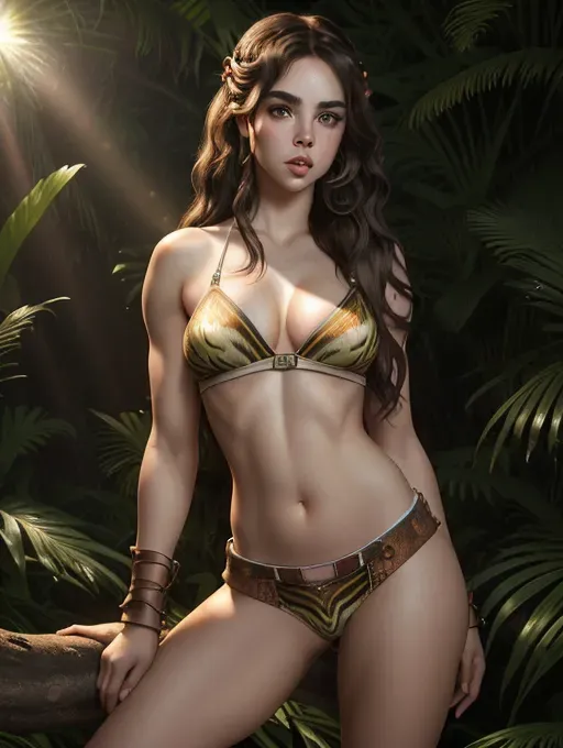 realistic HD photograph of, (((side full body profile)))(((mckayla maroney)))((accurate face)), (((As a Jungle Princess)))(((wearing exotic tribal hunting buckskins))))((freckled face))(((exposed midriff))) ((((grabbing her breasts)))(((touching vagina)))(((masturbating)))), very sexy pose,(((perky breasts))), (((slender athletic build))),(((sexy biting lower lip)))(((short messy hairstyle)))(((mischievous playful expression))), beautiful face, beautiful lips,detailed large eyes,curved eyebrows,cgsociety,cinematic lighting,studio lighting,professional,editorial,