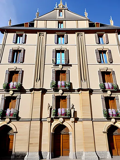 The facade of the hall of town of Oyonnax in France,