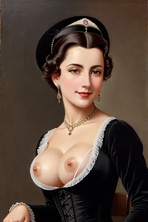 Sexy Victorian lady, seductive smile, exposed breast, cum on face, face portrait, intricate dress, oil on canvas, masterpiece, expert, insanely detailed, 4k resolution, dynamic pose,