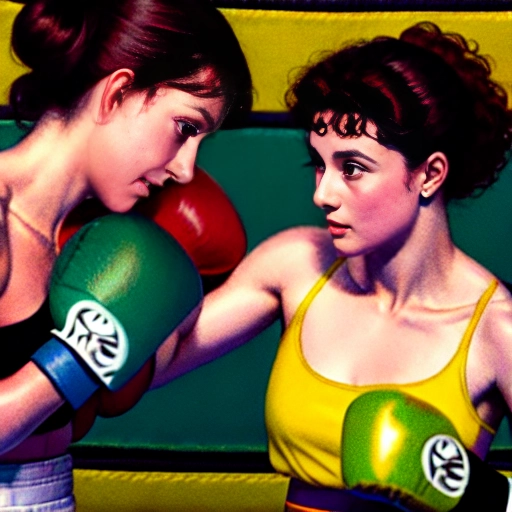 Klimt painting of 2girls,(boxing:1.5) ((Sonja and Audrey))