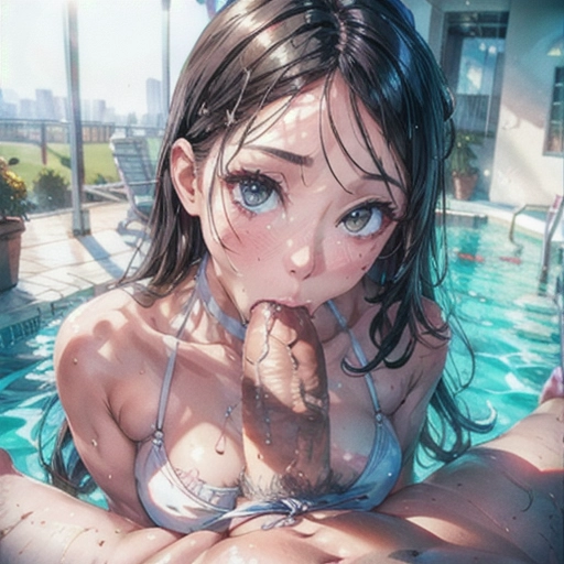 establishing shot, (((loose white bikini))), slim curvy, eurasian woman, (hyper-realistic face:1.3), 32k uhd --ar 9:16 --stylize 750 --v 6, realistic,((((solo)))), nudity, (((long straight black hair))), (small breasts:1), breasts focus, wet skin, lips, perfect-hard-nipples, solo_focus, eye-contact, lifted white blouse, uncensored, ((torn bikini)),
background indoor swimming pool, sweaty, (((exhausted))),uncensored,
<lora:dpmg_add_detail:0.5>, (best quality),
beautiful, (((masterpiece))),(high resolution), (uhd), (8k),
shy sensual smile, ahegao,
<lora:dpmg_add_detail:0.5>, (best quality),
beautiful, (((masterpiece))),(high resolution), (uhd), (8k),
quality),
beautiful, (((masterpiece))),(high resolution), (uhd), (8k)
(( intricate eyes features, eyes fixed)), perfect hands, pov, (cum_in_mouth:1.4),<lora:O7vzyoKLxaR_Blowjob_pov_01:0.7> , (((giving a tit fuck to a man as a porn movie))), POV, ((((looking at viewer)))),((penis ejaculating on boobs, cumshot, detailed semen)),