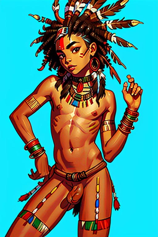Full body, Very beautiful, nsfw, native, tribal, tamed, timid, gay bottom, feminine male, cute, sexy eyes, seducing me, native american femeboi, dark red skin, north american indian, short curly dark hair, dark eyebrows, brown eyes, cute concave nose, soft cheeks, full suckable lips, strong narrow chin, wearing native attire, feathers in hair, flashing me his naked butt, thin figure, thin body, round butt, aroused, erect penis, submitting, bending over forward, flashing his butt and and balls at me, spreading his ass, penis aroused, sexy brown anus, on the bed, prepping for anal penitration, bedroom, ((high definition)), ((4k quality)), (excellent lighting), (great shading), pristine detail, (very clear picture), ((beautiful vibrant colors)), (accurate at lower prompt guidence), ultra realistic, (((five fingers per hand))), (((two arms))), (((two legs))),