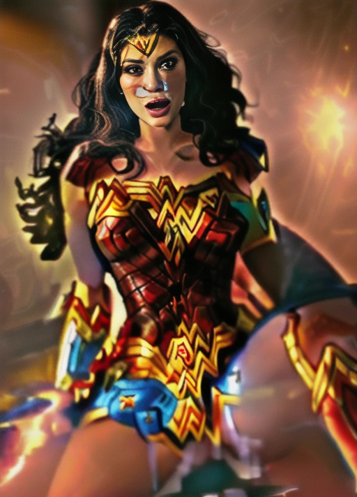 An illustration of a tearful frightened (((((Wonder Woman))))) with her legs spread as she sits on the huge erect clock if a black man, getting ((((fucked very deep)))). Her eyes are full of ((tears)), her mouth wide open in anticipation, (((thick cum oozing over the thick cock and between her legs))), red scratch marks and bruises on her legs and arms.