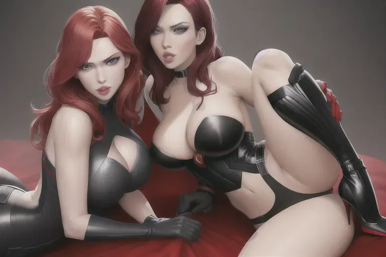 black widow and scarlet johansen and supergirl and jessica alba, two girls, high heels, juicy lips, curved eyebrows, ahegao, lesbian, artstation, gorgeous breasts, kissing lesbian, naked,
