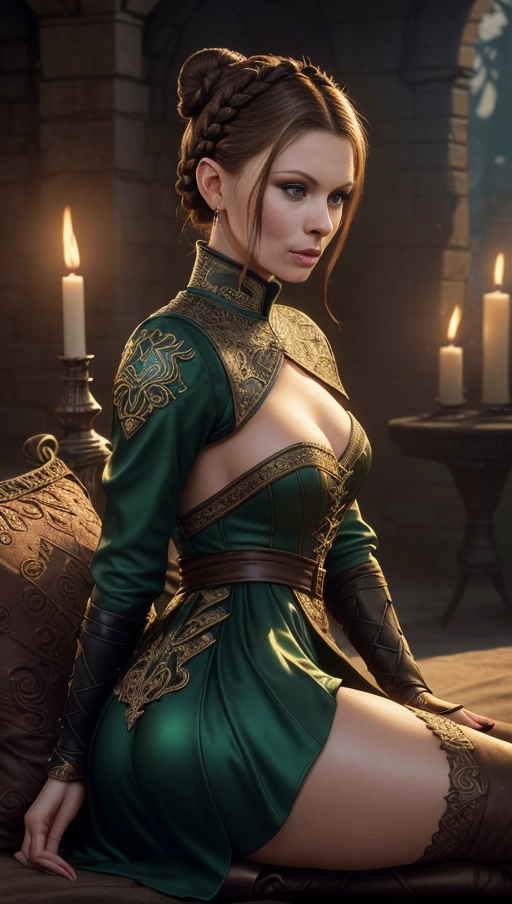 MyAnna Buring like Tissaia in the the witcher tv series, ((she is sitting on some pillows spreading her legs to show her perfekt pussy)), ((hearthaped flames in background between some medieval ruins and myst)), (she wearing a long darkbluegreen1870s dress with a high collar), ((magic portal and flames in background)), ((angry orgasmic o-face mouth open facial expression)), ((her dress dont cover her and ass)), ((braided bun)), ((brown short hair)), ((short hair)), sparkling eyes, broad face, (looking at viewer), ((accurate face)), extra detail, detailed background, dynamic lighting, high contrast light, afterglow, epic cinematic front lights, ((insanely high detailed finish on everything)), intricate artwork, ray tracing, well lit, God rays, high detail, sharp focus, complex concept art,digital painting, 32k,best quality,HDR,UHD,RAW,best quality, fantasy illustration,high contrast,key visual, ((five detailed finger per hand))
she is very slim with thin waist, thin hips, thin thighs, medium sized breast, small ass, well-lit body, perfekt pussy, hyper-maximalist, intricate beautiful hair,hyper-realistic cute confident stunningly beautiful gorgeous nubile attractive high-class rich spoiled posh woman, slim erotic feminine body, skinny,