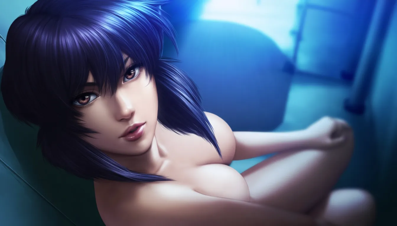 ${artist_mix}, source_anime, Ghost in the Shell (1995), score_7, score_8, consistent anatomy,
${artist_mix=!{
{1-4$$
@yoshitaka_amano:{1.6|1.4|1.2|1.0}
| @akihiko_yoshida:{1.5|1.3|1.1|0.9}
| @yoji_shinkawa:{1.5|1.3|1.1|0.9}
| @range_murata:{1.4|1.2|1.0|0.8}
| @redjuice:{1.4|1.2|1.0|0.8}
| @hyung-tae_kim:{1.4|1.2|1.0|0.8}
| @yusuke_kozaki:{1.3|1.1|0.9|0.7}
| @tony_taka:{1.3|1.1|0.9|0.7}
v@tetsuya_nomura:{1.3|1.1|0.9|0.7}
| @nixeu:{1.2|1.0|0.8|0.6}
v@makoto_shinkai:{1.2|1.0|0.8|0.6}
v@ilya_kuvshinov:{1.2|1.0|0.8|0.6}
v@wlop:{1.2|1.0|0.8|0.6}
| @rella:{1.1|0.9|0.7|0.5}
| @as109:{1.1|0.9|0.7|0.5}
| @sciamano240:{1.1|0.9|0.7|0.5}
}
}},
###
{0.70::(dynamic action) | 0.20::(tranquil moment) | 0.15::(meditative mood) | 0.35 :: (paranoid spy mission)}, blurred background, depth of field, crisp image, sharp outlines, {(hentai, doujinshi, pornographic, not safe for work, naked body, bare, intimate parts exposed, sexy, erotic, obscene)::0.07 | (safe for work, body covered, decent, safe, clothes)::0.93},
{frontal | ultra dynamic angle | in three fourths | from below | from behind, looking back | {from behind):0.05 | from above | dutch angle | extra close up | from side | side view | undershot | top view | overhead view}, 1995 anime shot, 8K. cinematic shot, vivid colours, depth of field, HDR, highest quality, expert shading, natural anatomy, realistic body,
masterpiece, best quality, (nsfw):1.6, ${core}, ${action_scene}, ${render}, anime action illustration, clear anatomy, elegant natural detailed hands, anatomically correct, each hand has exactly 5 fingers. The subject performs the stated action. One camera view, one setting, one primary vehicle or prop at most.
PROTAGONIST: Young girl Motoko Kusanagi (Ghost in the Shell), very detailed face, facial features emphasized to create a realistic look,
${outfit}, ${figure}, ${skin_hair}, ${eyes}.
${outfit=!{
cybernetically augmented body, {full body thick armor|sleek matte-black tactical armor|reflective chrome-plated bodysuit with large boob window exposing deep cleavage|matte carbon-fiber combat suit|glossy synthetic-leather bodysuit | bare body with edges of augmentation plates located symmetrically in the body}, covered legs, 0.75:: ({form-fitting armored leggings|segmented plated leggings|smooth compression leggings | 0.05::(very loose cute pajamas over naked body) | 0.05::(expensive lace lingerie with stockings exposing bare body, with perfect nipples and tiny vulva) | 0.05::(shibari-style cables on naked body, sagging breasts with perfect nipples, small trimmed patch of dark-violet pubic hair and tiny vulva) | 0.05::(transparent sheer gauze nightgown exposing naked body, contours of breasts with perfect nipples and dark-violet patch of pubic hair) | 0.05::(light petticoat with frills exposing contours of her bare body, with sagging breasts with perfect nipples and tiny vulva) | 0.05::(tactical tight corsette with deep cleavage and open bare hips) | 0.05::(fully naked body with sagging medium breasts, perfect nipples, hairless virgin vulva, thick dog collar on her neck connected to handcuffs and ankle cuffs by strong chains)})
}},
${figure=!{super feminine fit body with long legs, thin waist and wide hips, emphasizing body shape}},
${skin_hair=!{porcelain skin, fair skin, {dark purple | deep violet | charcoal-purple | dark black } bobbed hair {(around her face):0.85 | (floating in the air):0.15 | (blown by strong wind): 0.10 }},
${eyes=!{expressive light purple regular-looking eyes, very detailed face with expert shading}},