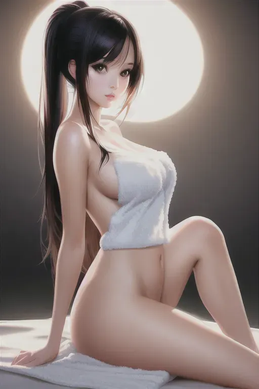 Illustration beautiful young woman,towel,naked,got springs,detailed,sharp focus,ultra realistic,professional,cgsociety