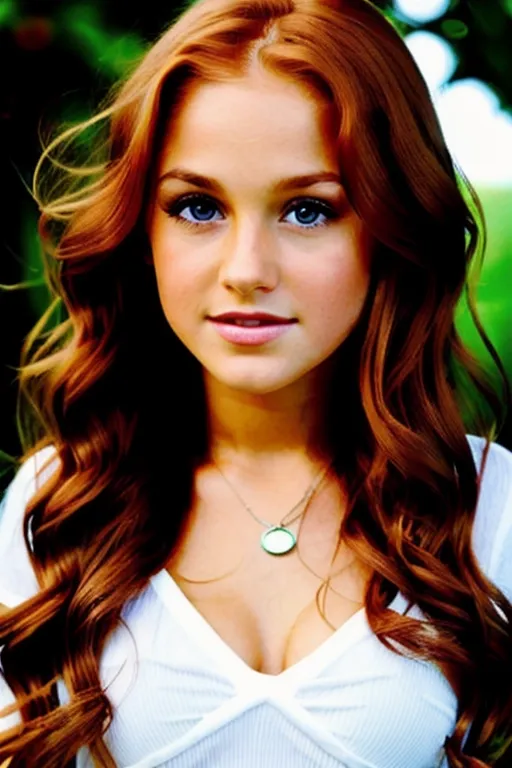 Headshot, A cute beautiful gorgeous tanned stunning ginger Irish redhead (((preteen))) supermodel, long wavy hair, large emotional widest wide-set innocent (((huge round eyes))), gamine