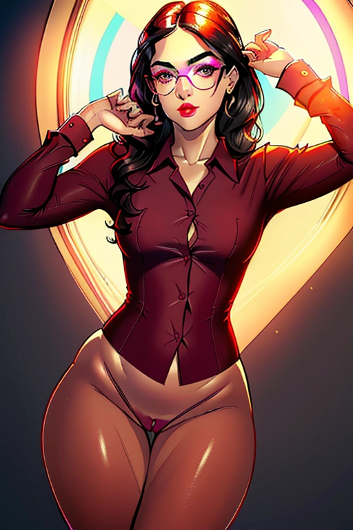 Alexandria Ocasio-Cortez, sweet, submissive, housewife, mom, cute, straight brunette hair, cute forehead, dark eyebrows, happy eyes, eye glasses, full lush red lips, beautiful makeup, thin neck, curvy build, wearing nothing but my extra large burgundy button up formal shirt, naked underneath, pink panties wrapped around left ankle, cute, thin waist, full thighs, thicc ass, throbbing brown anus, smooth legs, cute feet, in the bedroom, on the bed on her belly, looking sexually playful, holding a pillow, flashing me her ass, looking out the oppistae window, ((high definition)), ((4k quality)), ((excellent lighting)), ((great shading)), ((pristine detail)), ((really clear picture)), ((beautiful vibrant colors)), ((accurate at lower prompt guidence)), ((ultra realistic)), (((five fingers per hand))), (((two arms))), (((two legs))),