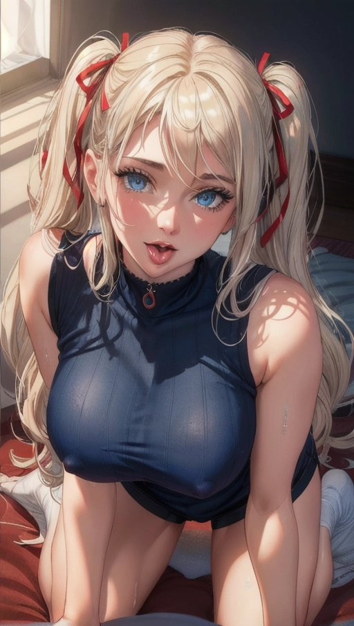 (Best quality, high quality cinematic film wallpaper, high res, 4k, HDR, UHD), 1 adult woman, (a breathtaking masterpiece top down view of a naked woman kneeling on the carpet in a hotel room), (long flowing platinum blonde with twintails, topless with gym shorts and white school socks:1.2),
(correct slender human anatomy, topless with school socks and gym shorts), (extremely detailed blue eyes looking at viewer:1.27), (extremely detailed view of her realistic face with happy expression:1.25), (beautiful detailed full lips and tongue out:1.27), (extremely zoomed in detailed top down view of her naked nipples and feet with socks), ((dpmg_pov_blowjob_v1, dpmg_awaitingtongue_v1:1.05)),
(Warm atmosphere vintage film scene), high contrast, (kneeling on the carpet with tongue out), hyperrealistic skin with pores and blemishes, five slender high quality fingers with nails, pov from above looking at the floor,
((muted colours:1.27)), close up cinematic composition top down view of a topless woman in a hotel room photoshoot, soft focus, sharp and clear image, (candid:1.1), (flat shading stylised art:1.07), <lora:dpmg_add_detail:0.55>, (physically-based ray tracing, photon mapping, photorealistic:1.45), ((high resolution masterpiece, 4K, HDR, UHD:1.45)), takamaki ann from persona 5