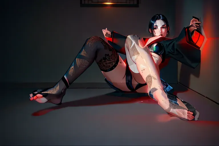 1girl, full body , detailed face, beautiful::5, gorgeous::5, attractive::5, pretty::5, stunning::5, sexy::5, flawless::5, shapely::5, sensual, dirty::5, fatal, lethal, deadly, hurt::5, bruised::5, feudal japan::5, japanese , seductive, surprised, startled, stunned, attacked, ambushed, assaulted, frightened, terrified, alarmed, scared, spooked, panicked, fearful, terrorised, moody lighting::5, night::5, short hair, dark hair, black hair, parted hair, almond shaped eyes, thin lips, solo , masterpiece, ultra high res, professional, photo referenced::5, soft feminine facial features, 27 years old, slender, slim, lean, lithe, pale skin, stockings, thin stockings, black stockings::5, kimono, dark blue kimono, saliva, saliva dripping, summer, thin clothing, sweat, sweaty skin, shiny skin, purple eyeliner, small breasts::5, feet, foot, toes, sole, dorsal, head twisted, head turned, breasts covered, covered breasts, bra, leg bent, bare feet, bare foot, blood::5, bleeding::5, pain::5, crimson, falling down, sitting,
