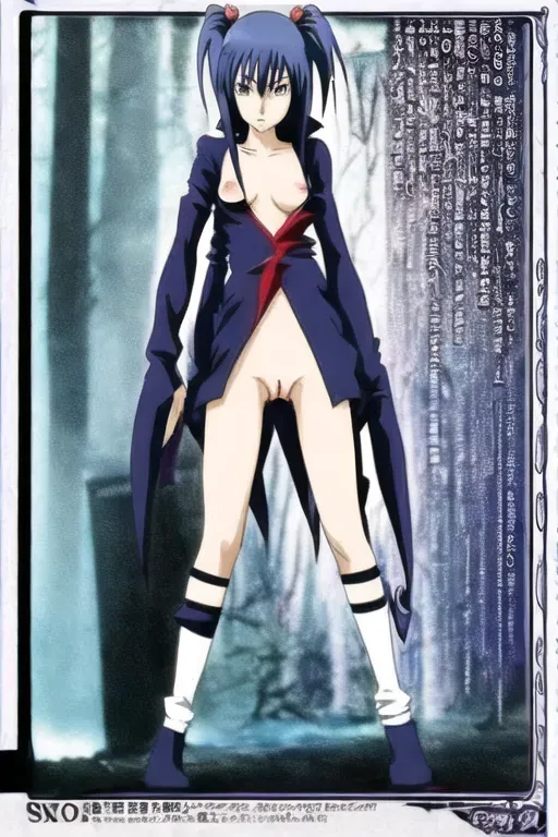 Anime girl wearing nothing, exposed breasts, exposed pussy, 2-D anime style, Hentai