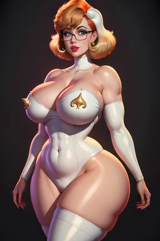 Velma cream-pied, high definition, realistic body, correct body, proportion, curvy body, pronebone, 4K