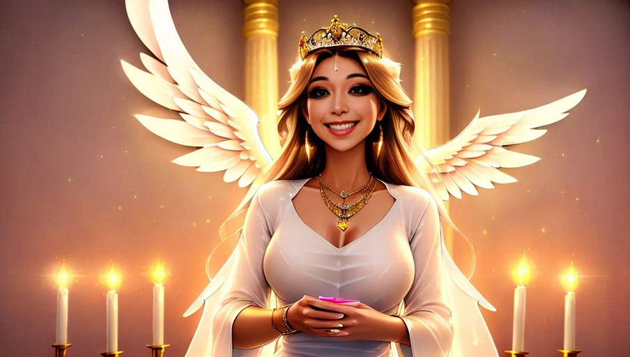 ((a 64k high detailed photo of Female)),
HDR, Professional, ((has clothes))) ((Has Attire)) Godly Ultra Detailed Best Quality Most Detailed ((Angel Wings)) Angelic Lighting Love Hope Magic casting Crown Smiling Queen happy Glory Warrior Angels Angelics Positivity Happiness ecstasy enraptured sweaty saving God Royalty Morality Goodness True Good Power Force Authority Ethical Saviour Halo short Hair Always and Forever Sentimental in heat hot ultra hot best best lighting tantric Neutral Brilliant Logical Compassionate Perfect Perfection Exciting Integrity Winged Courage Purity Harmony Beauty mark on upper lip ((Female)) Ethereal Lighting Celestial Lighting (((With Clothes))) ((With God Item)) ((God Tech)) with items of power God Wings ((Afterlife Light)) (Perfect Tits) (Perfect Ass) (Love Worship) ((Happy Expression)) ((smiling))
