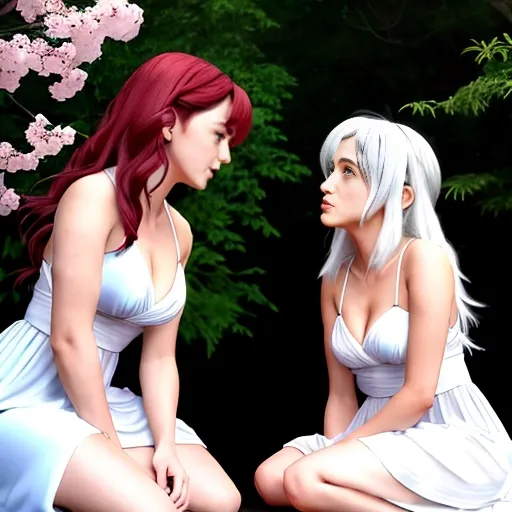 ((2 women:1)) ((Maisie Williams and Natalia Dyer))
((Dynamic poses of two sexy longhaired half-naked greek nymphs in lesbian erotica:1.7)),
((Two greek nymphs in lesbian art-erotica:1.5)),
2 lesbian greek nymphs in ((loose white temple priestess dresses:1.7)) with bare arms passionately embracing, Romantic, Emotional, Intricate,
((Anime Magical Youthful Expressive style Kawaii chibi Sakura Manga Studio Ghibli Rich texture 8k High definition Cell shading Digital art Intricate Luminescent Animation Focus:1.6))