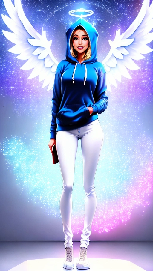 a 64k high detail photo full body shot,
Most Detailed,
HDR,
Professional,
Standing in a hoodie,
Perfect tits,
five slender fingers,
silky hair,
Beautiful face,
beautiful lips,
blue eyes,
curved eyebrows,
curved eyelid,
pale skin,
satisfaction,
tattoo,
ultra realistic,
smooth,
8k,
studio lighting,
surreal,
Angel Wings,
(((Angelic Lighting))),
Love,
Hope,
((Magic casting)),
(Magic)
Crown,
Smiling,
Queen,
happy,
Glory,
Warrior,
Angels,
Angelics,
(((with clothing))),
((((Has clothing on))))
(((Covered with clothes)))
((((Has Clothes))))
(((military))),
Positivity,
(((((Happiness))))),
(((((Happy)))))
enjoyment,
delight,
jubilant,
elated,
ecstasy,
((enraptured)),
sweaty,
saving,
God,
Royalty,
Morality,
Goodness,
True Good
Whatever Else need be written here in the ways that my proxy relayed, ((((Best)))), (Hope), (((Cinematic))), ((in hoodie)), not naked, non-nude, Hoodie, ((God Technology))