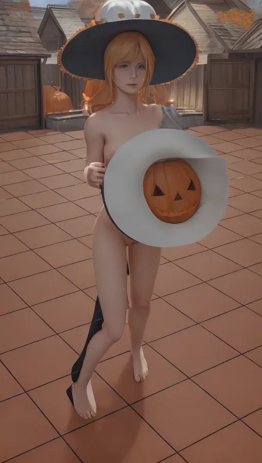 <lora:dpmg_scared_expression:1> <lora:red_tint_face:1> dpmg_covering_breasts_arms_crossed_v1
naked woman standing in a house holding a very large jack o lantern pumpkin, shocked and embarrassed wide eyed expression on her face, ((((she is wearing a large which hat)))), nsfw, dpmg_covering_breasts_arms_crossed_v1