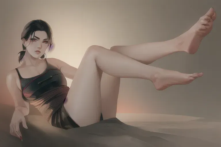 1girl, full body, feudal japan, edo period, night, japanese, highres, short hair, dark hair, black hair, green eyes, almond shaped eyes, thin parted lips, solo, ((masterpiece)),photo referenced, pale skin, tenchu, kunoichi, professional, ultra high res, kuugire, stealth, soft feminine facial features, button nose, 25 years old, bare legs , uncovered legs, skin visible, seductive look, arrogant look, sinister look, detailed face, detailed eyes, dark kimono, foot, feet, soles, sole of the foot, foot sole