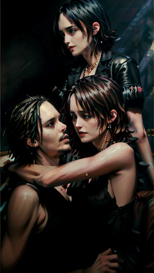 A high resolution highly detailed photography of Johnny Depp and Winona Ryder having passionate sex,
1boy, 1girl,
<lora:dpmg_add_detail:1>,<lora:strading_front_view:1>,
Black Background,
(RAW photo:1.2),
(photorealistic:1.4),
(masterpiece:1.4),
(best quality: 1.2),