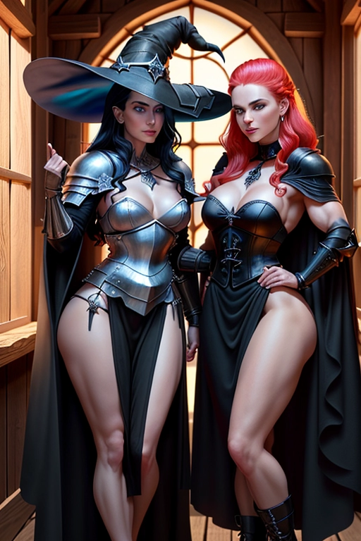 We see a (((couple))), a man and a woman, a medieval witch comforting a dashing knight, (the witch has beautiful black hair), she has soft thin eyebrows, she has green cat-like eyes, concave nose, soft cheeks, full lips, narrow chin, she has a thin figure, with cute breasts, thin waist, curvy hips, bubble butt, full thighs, cute feet, she is wearing a pointed witches hat, black witch robes, she is disrobing, she is exposing her vagina to the knight, (the knight is a dashing red head), he has defined eyebrows, he has blue eyes, concave nose, strong cheeks, strong chin, red beard, he has a mucular frame, biceps, triceps, abs, he is wearing a knights apparel, he still has pants and boots on, the with and the night are in a cottage, they are fixing to have sex, ((high definition)), ((4k quality)), (excellent lighting), (great shading), pristine detail, (very clear picture), ((beautiful vibrant colors)), (accurate at lower prompt guidence), ultra realistic, (((five fingers per hand))).