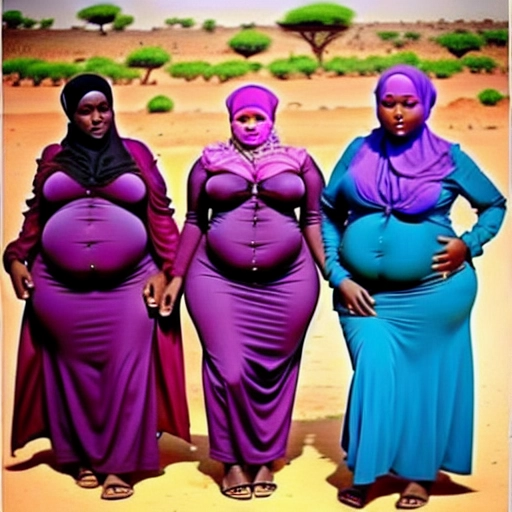 Naked Somalia women in just hijab under the African sun. The women are chubby and beautiful with large ties and ass. They are showing off nude body sweating.