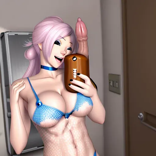 Cute futa with a huge hard penis