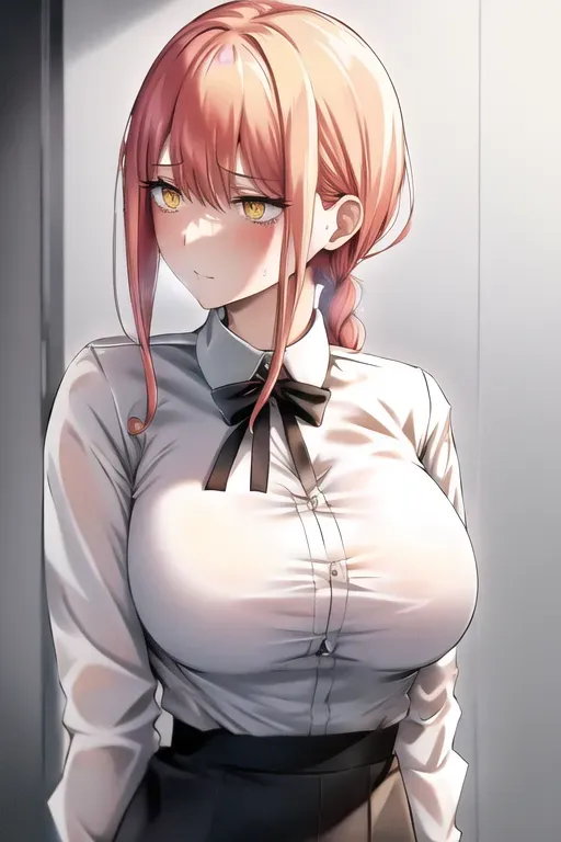 best quality, 1girl, white shirt, collared shirt, dpmg_chainsaw_makima_v1,bent over,