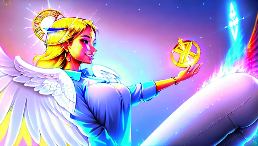 a 64k high detailed portrait of Female Angelic Worshipping, HDR Professional ((In cool Clothing))) ((Has Attire)) (((In Shirt))) (((In Pants))) Godly Ultra Detailed Best Quality Most Detailed ((Angel Wings)) Angelic Lighting Love Hope Magic casting Crown Smiling Queen happy Glory Warrior Angels Angelics Positivity Happiness ecstasy enraptured sweaty saving God Royalty Morality Goodness True Good Power Force Authority Ethical Saviour Halo short Hair Always and Forever Sentimental in heat hot ultra hot best best lighting tantric Neutral Brilliant Logical Compassionate Perfect Perfection Exciting Integrity Winged Courage Purity Harmony Beauty mark on upper lip ((Female)) Ethereal Lighting Celestial Lighting (((With Clothes))) (Has Clothing) ((With God Item)) ((God Tech)) with items of power God Wings ((Afterlife Light)) (Perfect Tits) (Perfect Ass) (Love Worship) ((Happy Expression)) ((smiling)) ((((God Worship)))) ((((Multiple Female Angels)))) (Many Female Angels) (((Worshipping)))