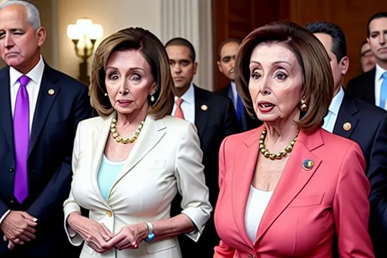 Nancy pelosi, shows her tits during a conference, shows her thong off