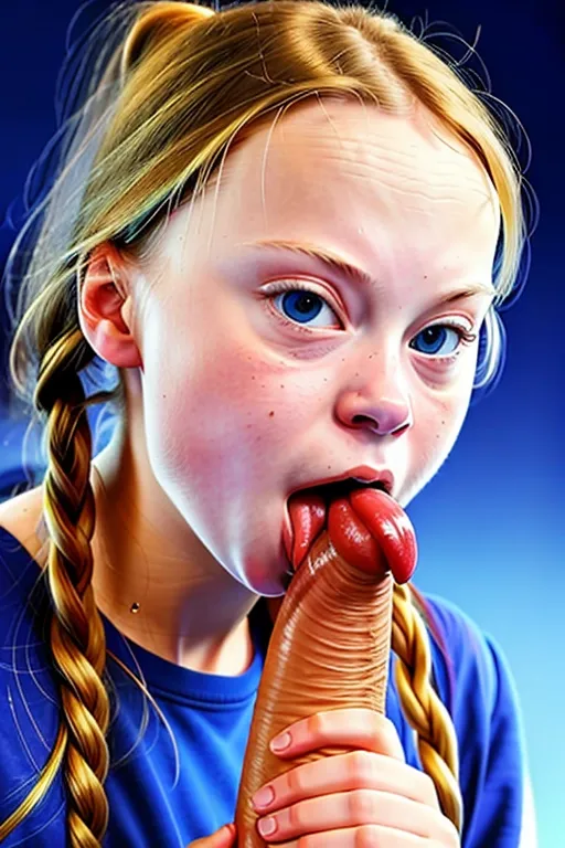 Greta Thunberg, beautiful, masterpiece, best quality, extremely detailed face, perfect lighting, 1girl, solo, <lora:dpmg_licking:1>, lickingoral, licking penis, saliva,
