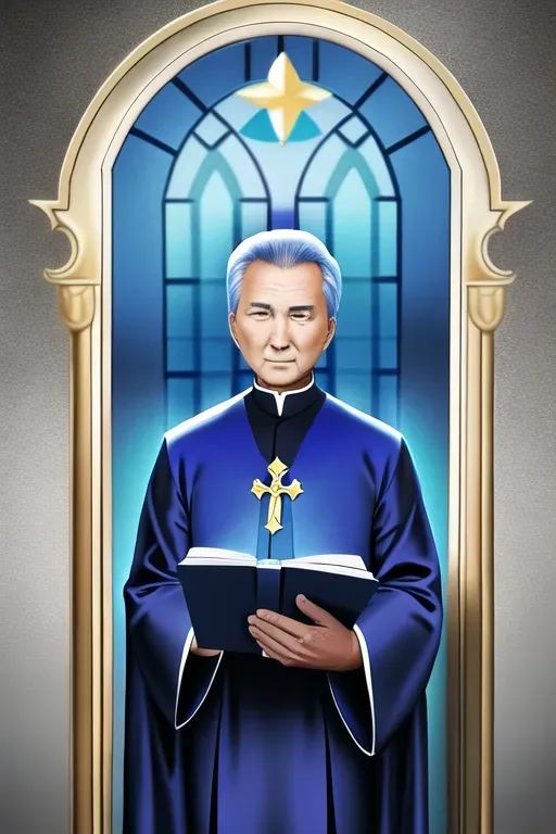 priest, blue robes, 68 year old man, national geographic, portrait, photo, photography s 625 q 2 iw 3