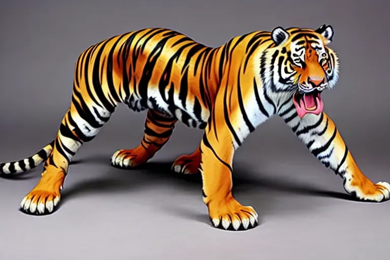 a female tiger bent over with her ass in the air and back legs spread apart with her tail lifted reveling he pussy