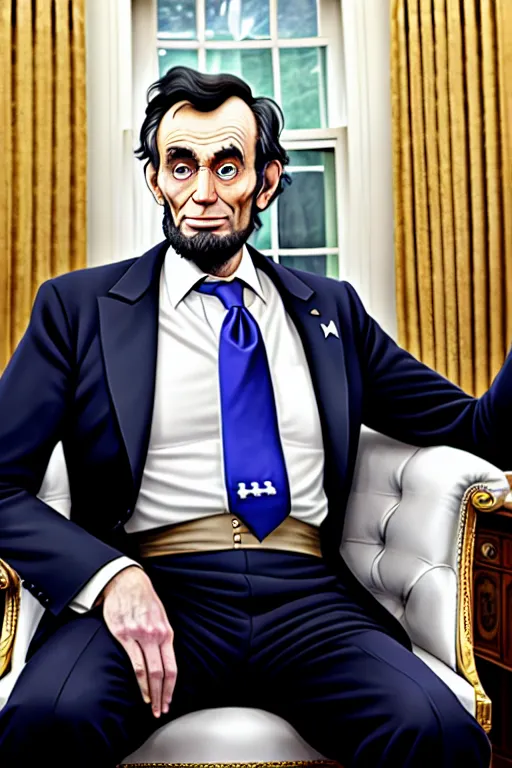 Abe Lincoln fucking Joe Biden in the Oval office. Both of them are naked and sexy. Abe is topping old Joe.