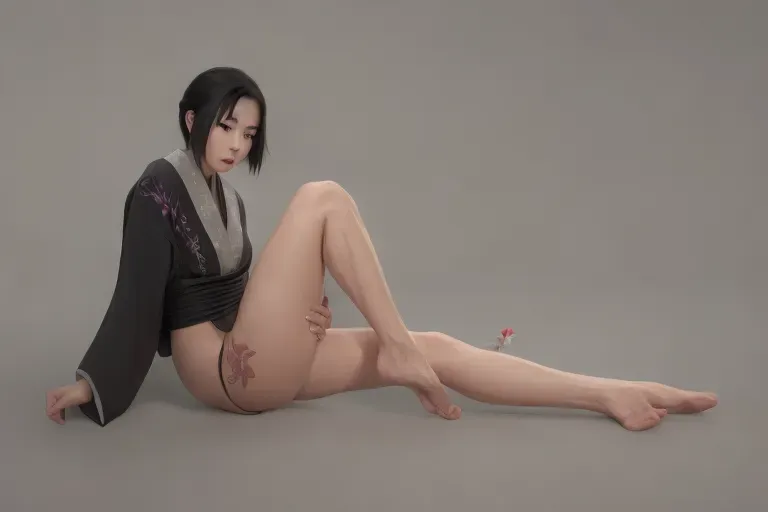 1girl, slender body type, full body , ninja, feudal japan, edo period, night, high res, short dark black hair in a neat bun::2, small breasts::2, long bare legs, green almond shaped eyes::2, thin parted lips::2, solo, ((masterpiece)),photo referenced::5, pale skin, purple eyeliner::2, tenchu, kunoichi, professional, ultra high res, dark yukata::2, long sleeves::1, kuugire, stealth, soft feminine facial features, button nose, dark kimono, 25 years old, seductive look, arrogant look, sinister look, moody lighting ,head tilt, detailed face and eyes